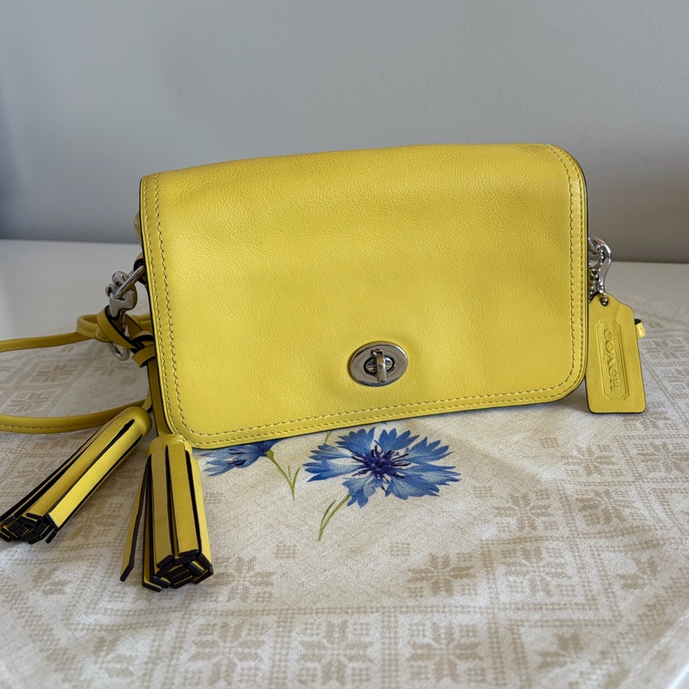 Coach 19914 Yellow Penny Leather Crossbody w/ Turnlock & Tassel